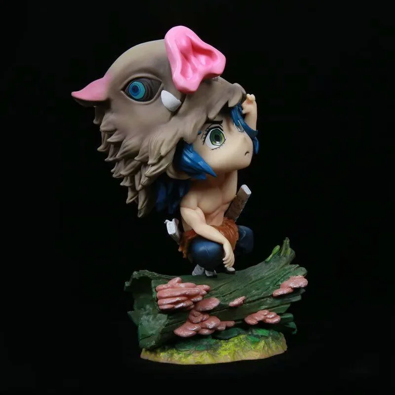 

Demon Slayer аниме фигурки Hashibira Inosuke Squat Tree Scene Q Edition фигурка модель из ПВХ игрушки дети украшают подарок