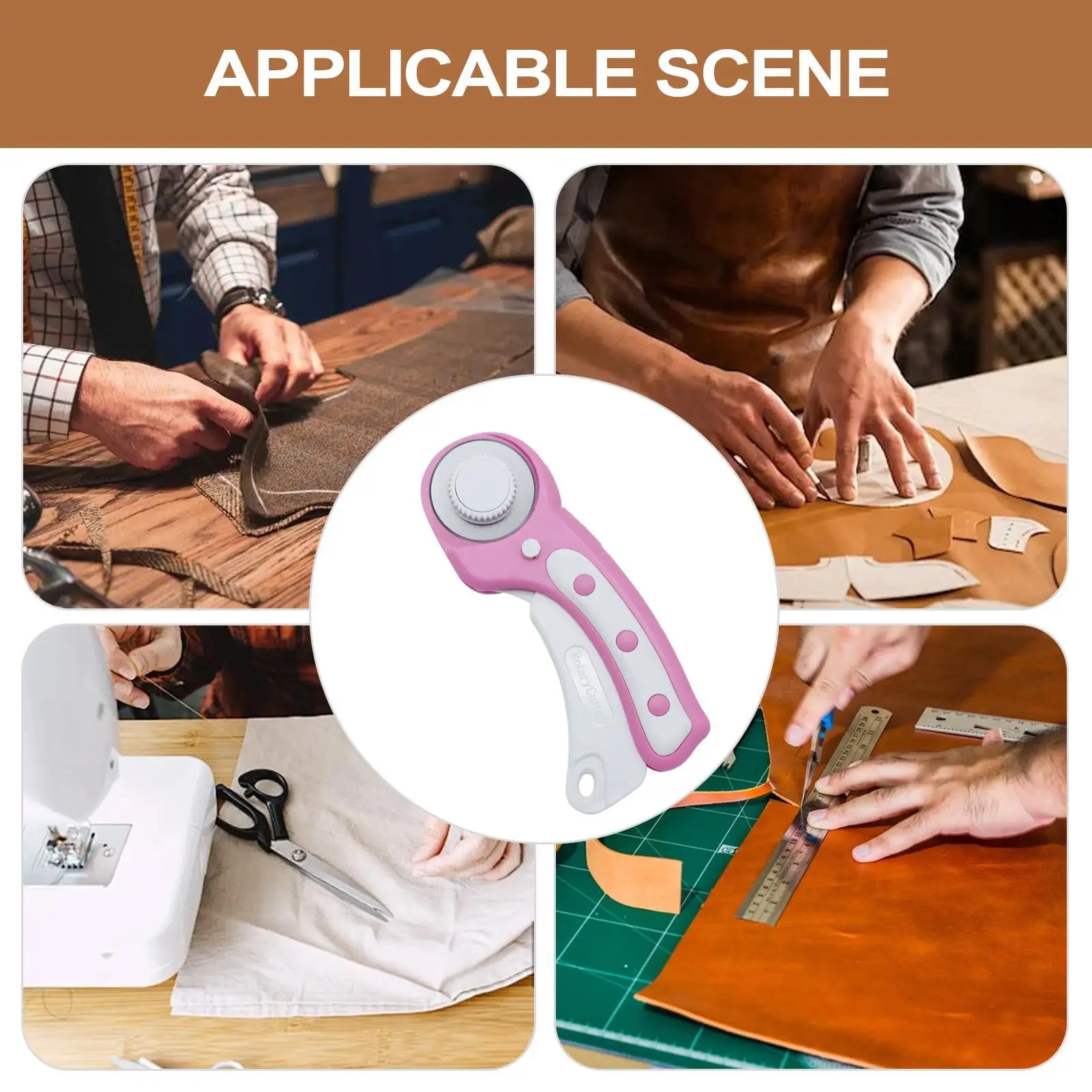 قاطع دوار للنسيج 45 مللي متر قاطع قماش دوار للمواد السميكة أداة خياطة اللحف مع قفل أمان لوازم الخياطة الصغيرة لـ
