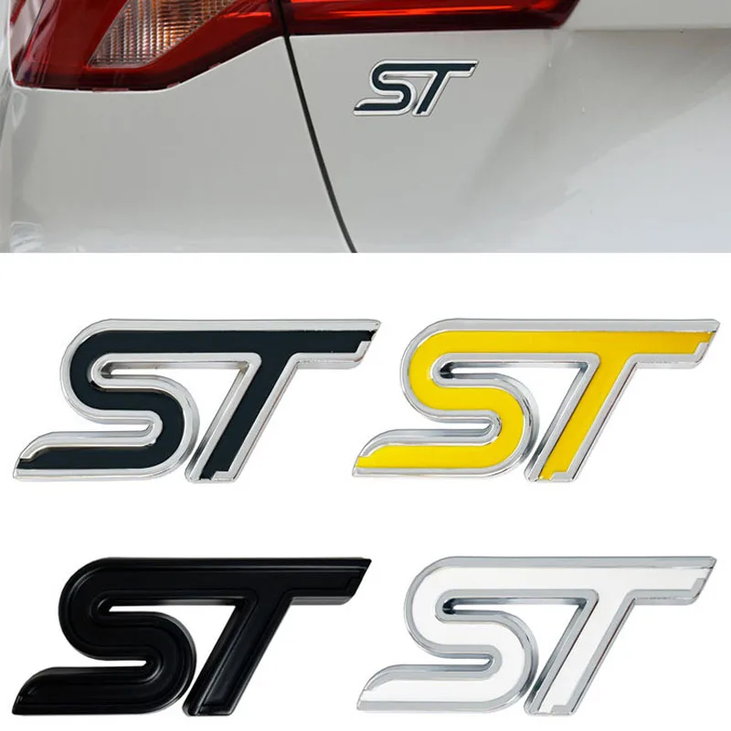 3D Metal ST Line Front Grille Emblem Badge Car Head Trunk Stickers For Ford Focus Mondeo Fiesta Explorer Styling Accessories