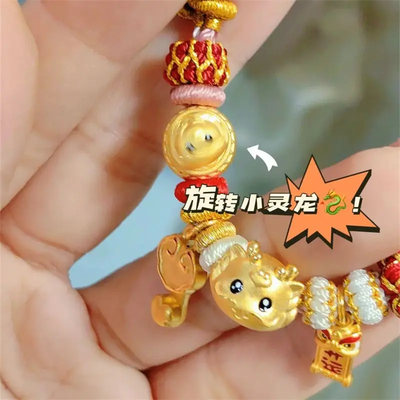 Original Lucky Little Golden Dragon Happy Lion Ruyi Bracelet Classical Exquisite Amass Fortunes Auspicious New Year Gift