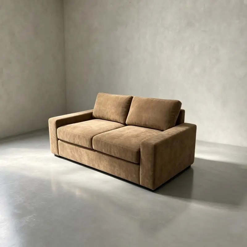 OAKEN Modern Square Arm 2 Seater Sofa High Density Cushion Upholstered Fabric Loveseat Living Room Sofa Living Room Furniture