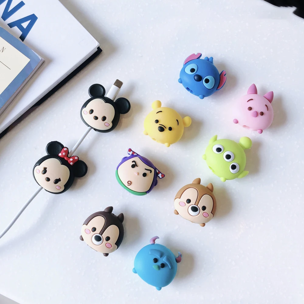 Cute Cartoon Cable Winder Protector Cable Wire Organizer Saver Holder Data Cable Phone Cord Protector Accessories for iPhone