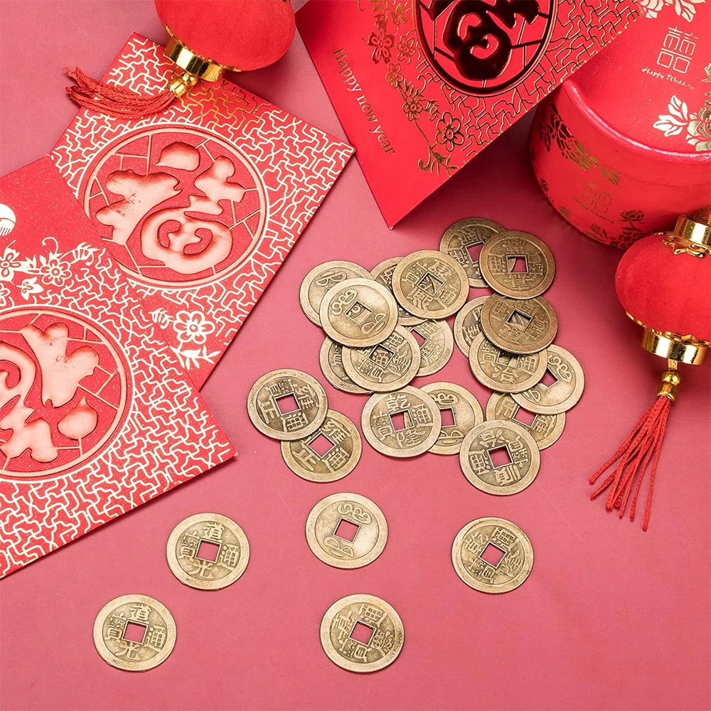 50/100/200 قطعة عملات فنغ شوي الصينية العتيقة برونزية حسن الحظ تشينغ عملات للصحة والثروة المنزل مكتب سيارة الديكور #3