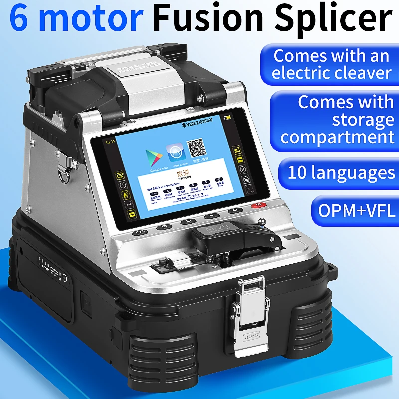 

COMPTYCO 6-моторный сварочный аппарат для оптоволокна AI-20/AI-30, многоязычная машина для сварки оптического волокна FTTH со встроенными OPM и VFL