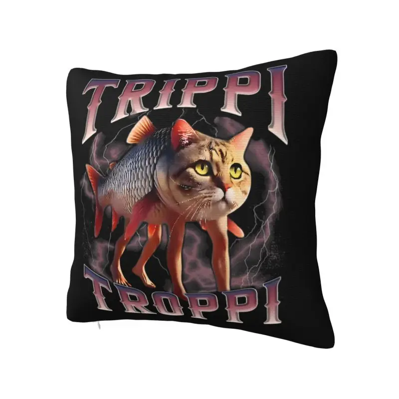Luxury Trippi Troppi Italian Brainrot Cat Fish Throw Pillow Case Home Decor Sofa Chair Cushion Cover Polyester Soft Pillowslip