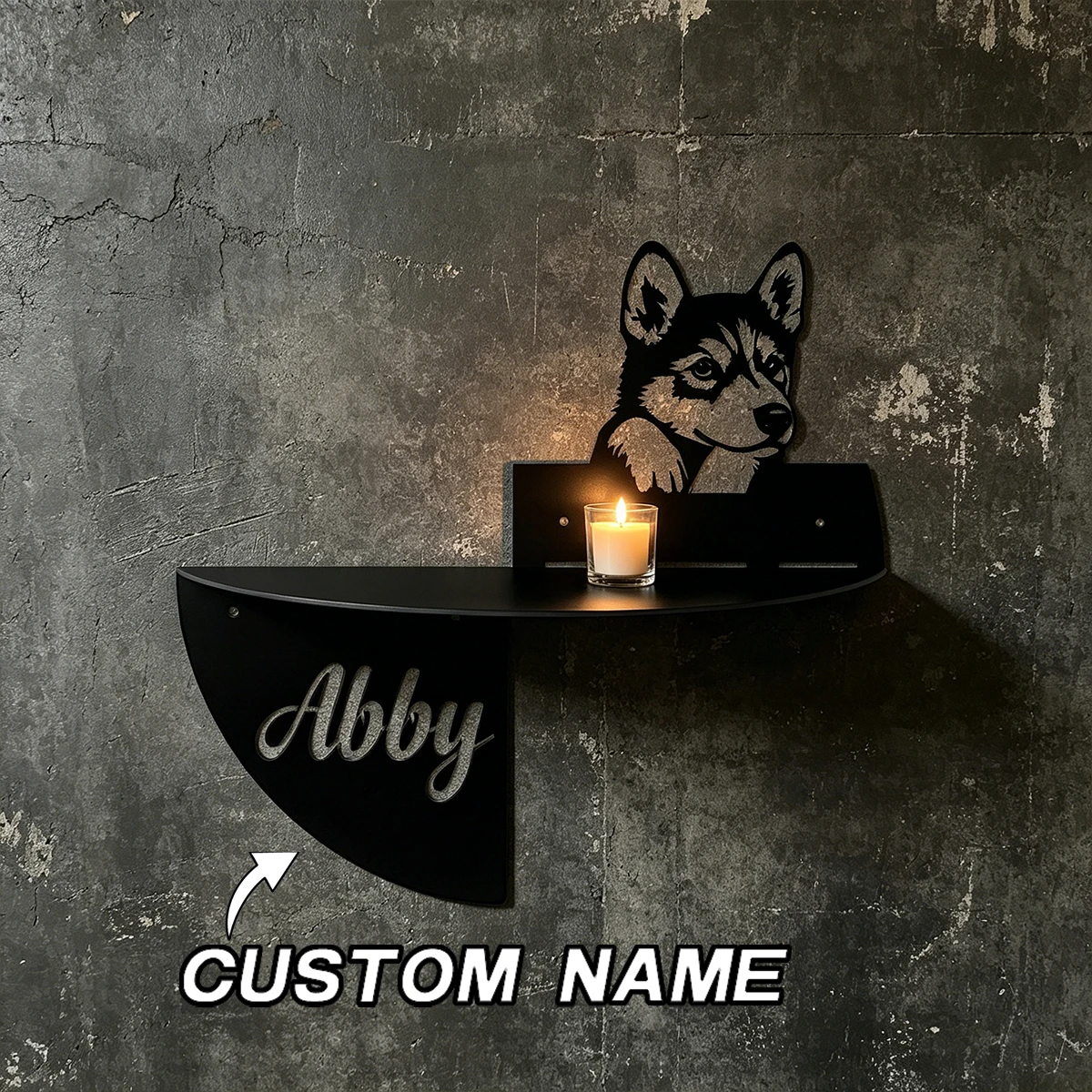 Custom Text Husky Metal Decor Shelf Wall metal art Garden Patio Wall Mounted Plant Stand Holiday Season, Metal Wall Art - view 3