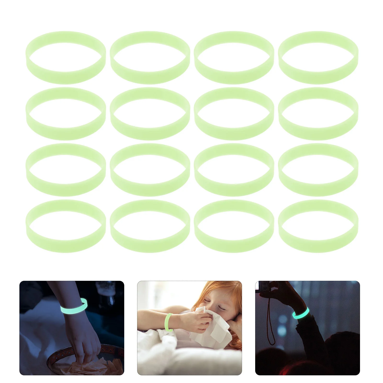 

100 Pcs Luminous Silicone Bracelet Night Running Wristband Stickers Elastic Silica Gel Glow The Dark Kids Party Miss Bulk