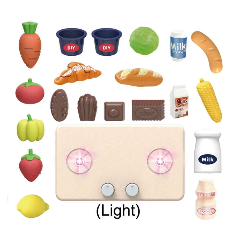 QS – maison de jeu de simulation personnalisée, 46CM, grand enfant électrique, filles, cuisine réaliste, jeu de nourriture, lumières de pulvérisation, Machine de cuisine, jouets