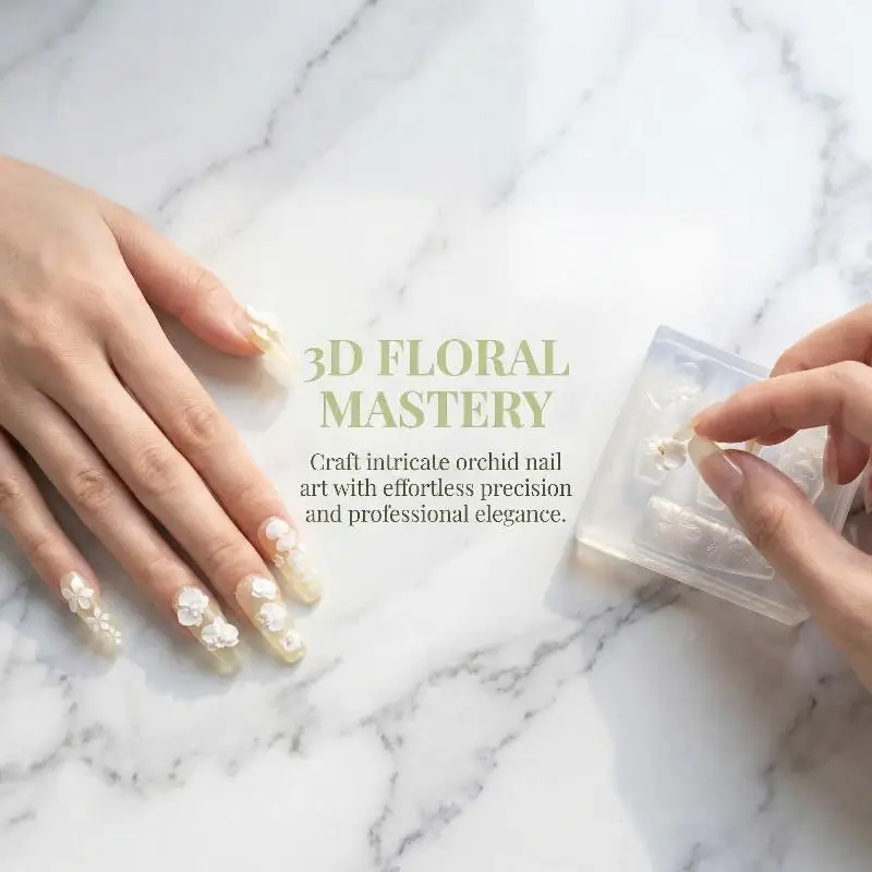 3D Transparent Silicone Nails Mold DIY Nail Art Decorations Phalaenopsis Flower Manicure Templates For Nails Jewelry Crafts