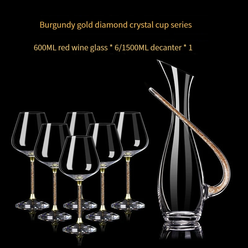 Wine Glass for Wholesales Goblet Wine Glass Luxury Diamond Wine Glass and Rack Set