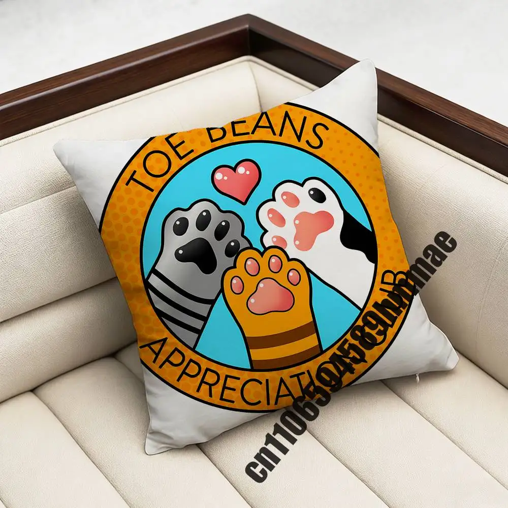 

For Toe Beans Appreciation Club Throw Pillow Case Sham 45x45cm 40x40cm Square Car Pillowcase Pad Cushion Cover