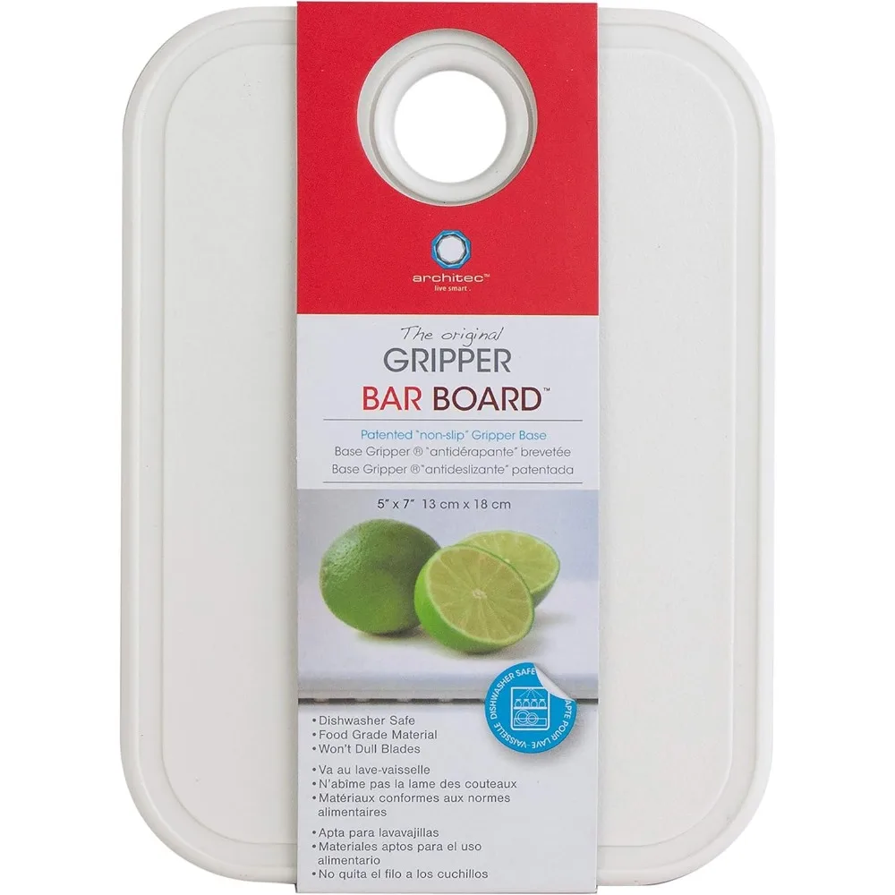 

Original Gripper Barboard, 5 by 7, White, Patented Non-Slip Technology and Dishwasher Safe Cutting Board