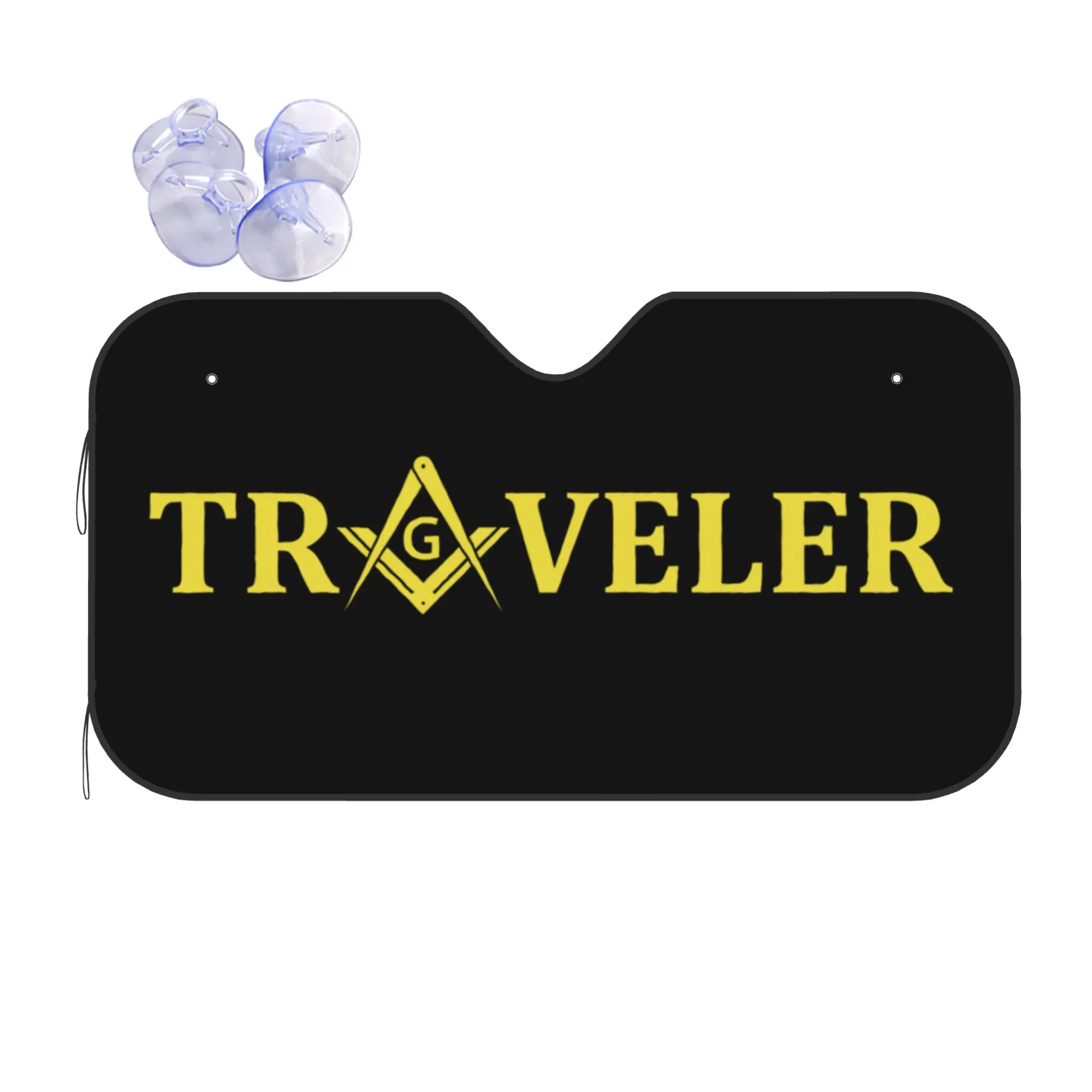 Freemason Square Compass Masonic Symbol Car Front Windshield Sun Visor UV Protection Car Sun Shade Aluminum Foil Car Sunshade