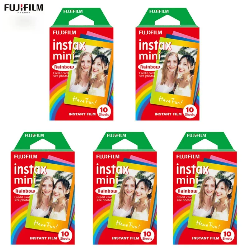 Fujifilm Instax Mini Film Mini 12 Photo Paper 10/20/30 Sheets White Rainbow Instant Mini 11/40/9/8/7/70/9 Camera Black And White