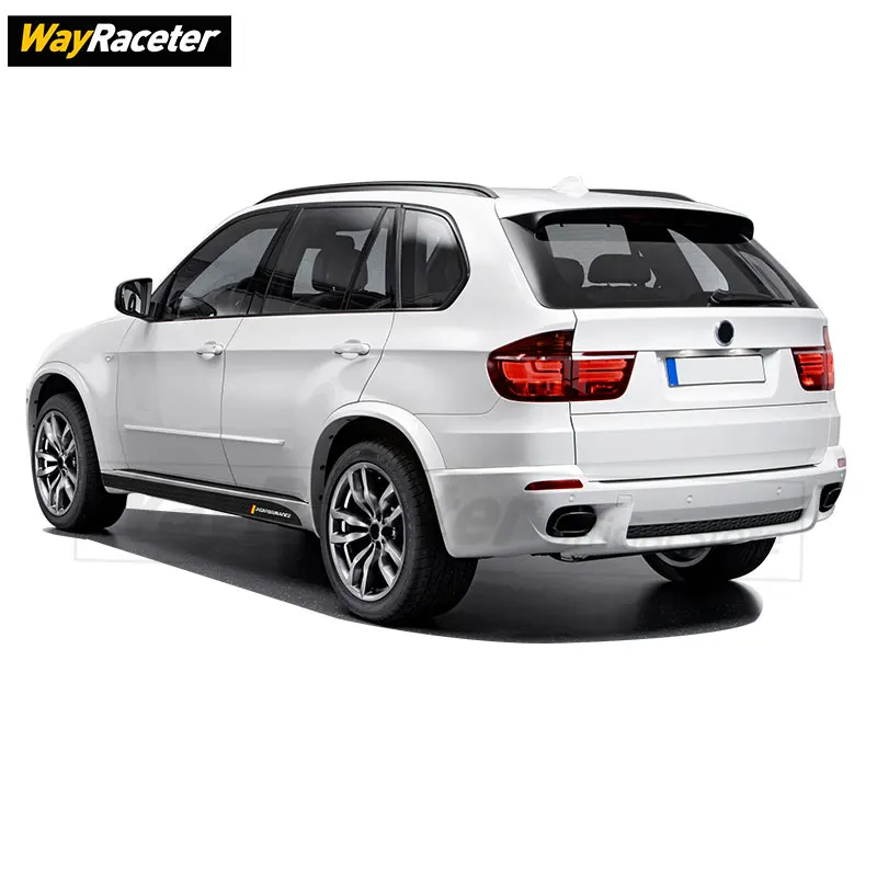 2 Stuks M Prestaties Decal Carbon Fiber Vinyl Deur Side Streep Rok Sticker Voor Bmw X5 E70 M50d Sport Pack 2007-2013 Accessoires