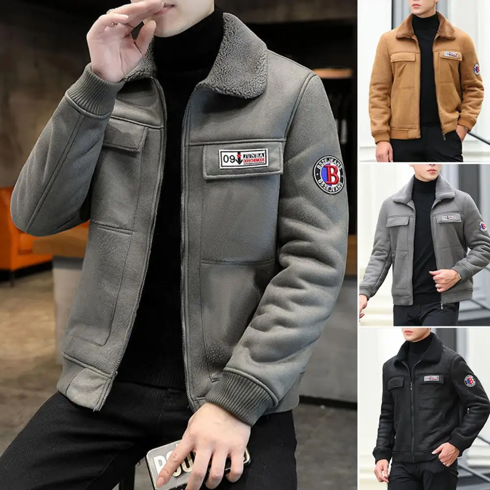 Velvet Winter Lamb Coat Men's Winter 2024 New fashion Coat Thickened Large Size Jacket Vintage Parka Coat Men Clothing