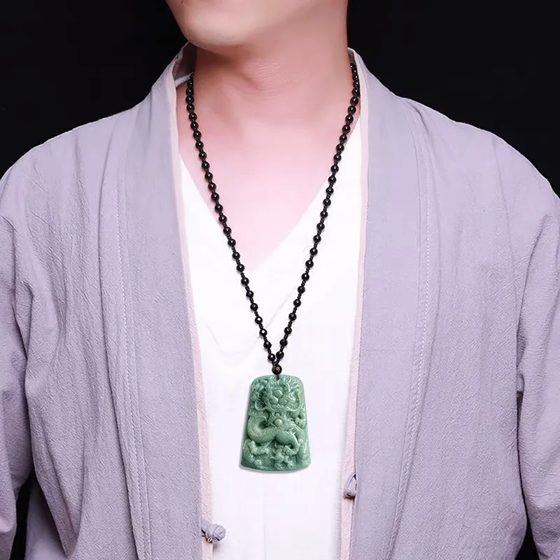 جديد عصري الطبيعية A-الصف اليشم بذور الفول الاستبداد التنين العلامة التجارية اليشم زودياك قلادة على شكل تنين مجوهرات للرجال والنساء #4