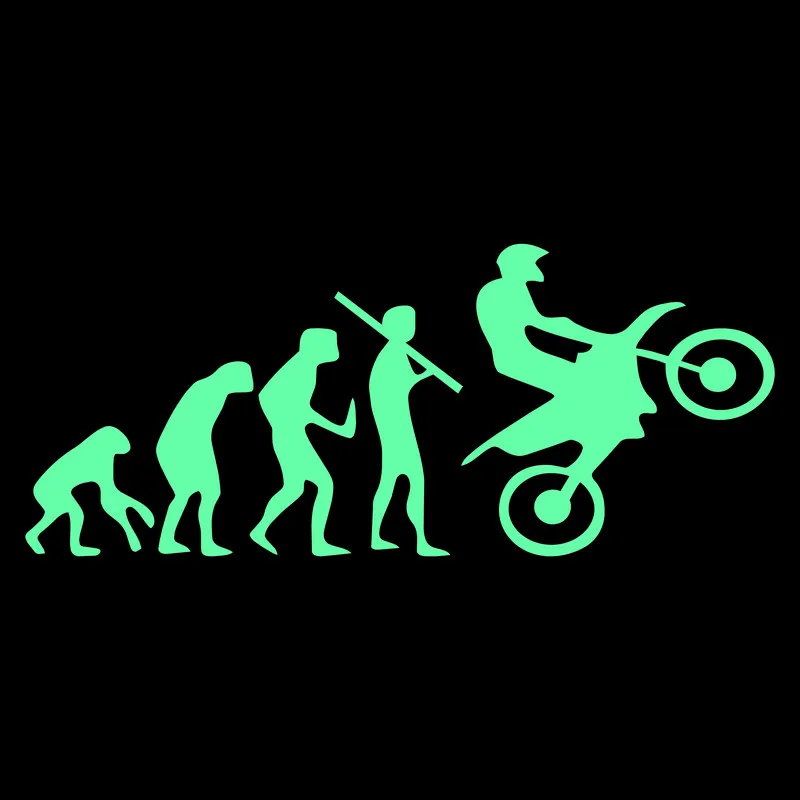 Funny Motocross Racing Evolution Luminous Sticker Kids Room Wall Switch Decoration Bathroom Door Kitchen Fridge Laptop Car Decal