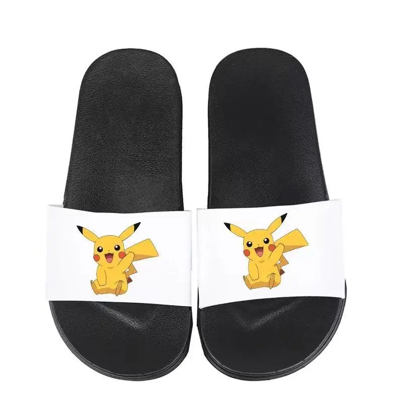 

real photos plus big size 2025 new summer Couple Home Female Cute Pikachu Indoor black white yellow fashion women man Slippers