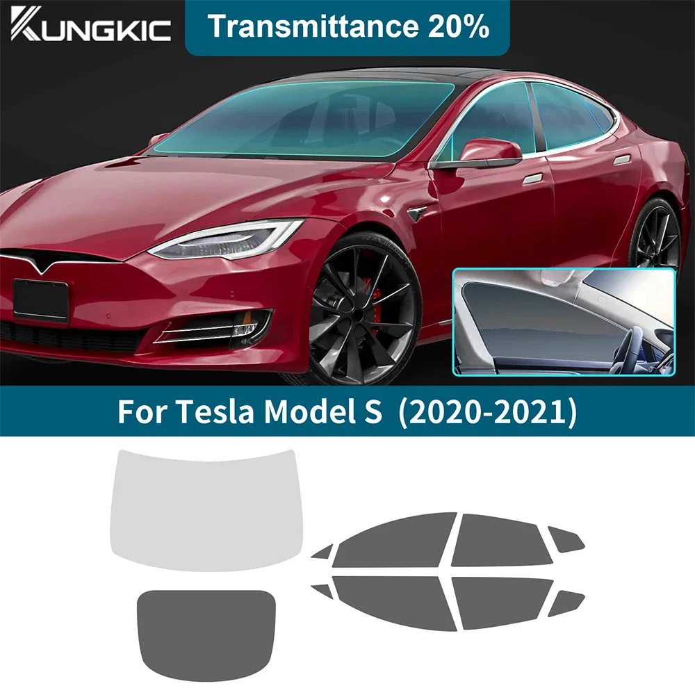 

Защита УФ тонированного покрытия на солнечной батарее для моделей Tesla S 2020 2021, летняя Тонировочная пленка, предварительно разрезанная пленка, аксессуары для передних и задних боковых окон автомобиля