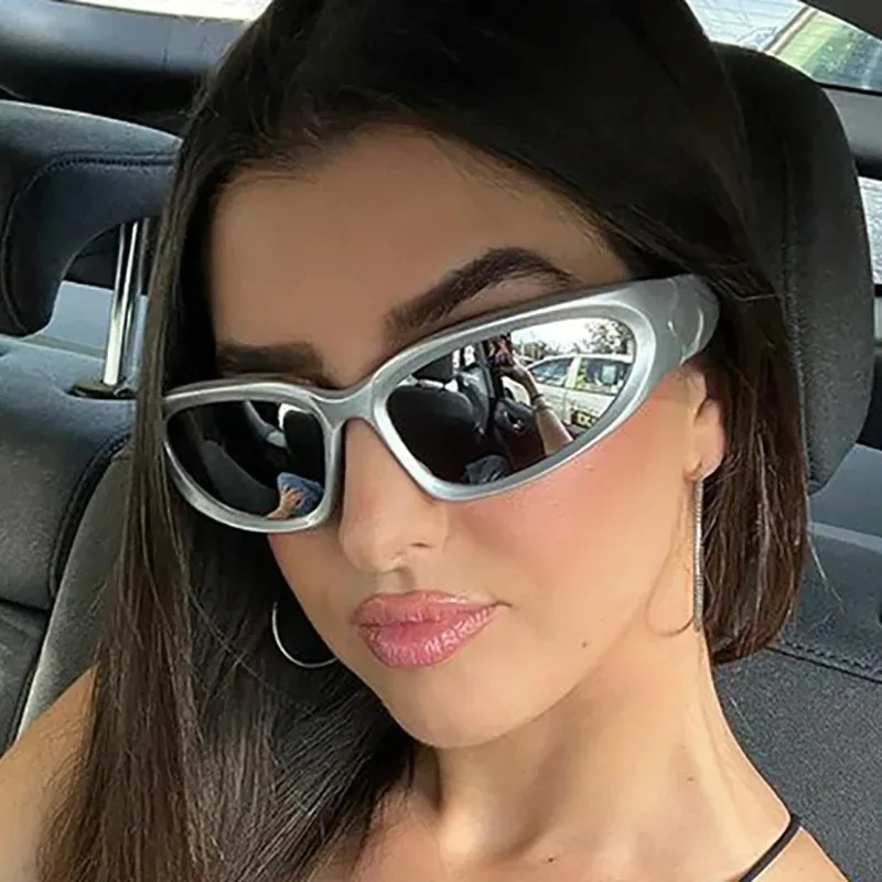 Luxury Y2K Sports Punk Sunglasses Women Anti-UV Goggle Men Luxury Brand Sun Glasses UV400 Mirror Fashion Eyewear view 2