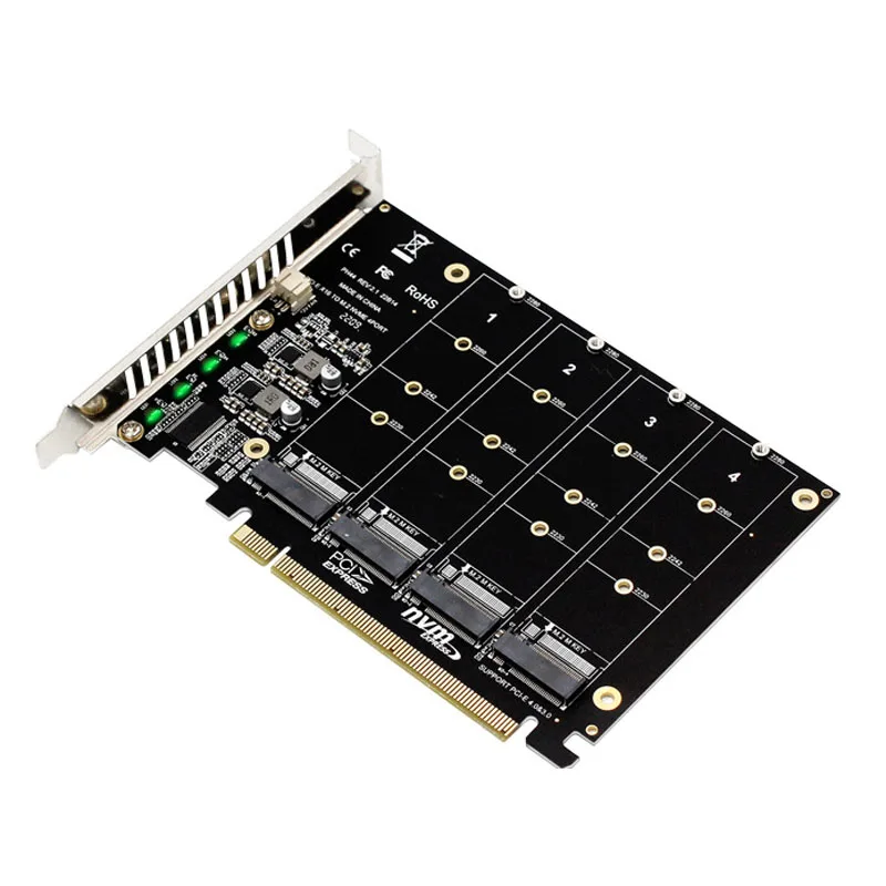 PCI-E Signal Split Array Adapter Reader Expansion Card NVME 4 Disk Supports SSD/M.2 Device Of NVME Protocol Of Key Hard Disk