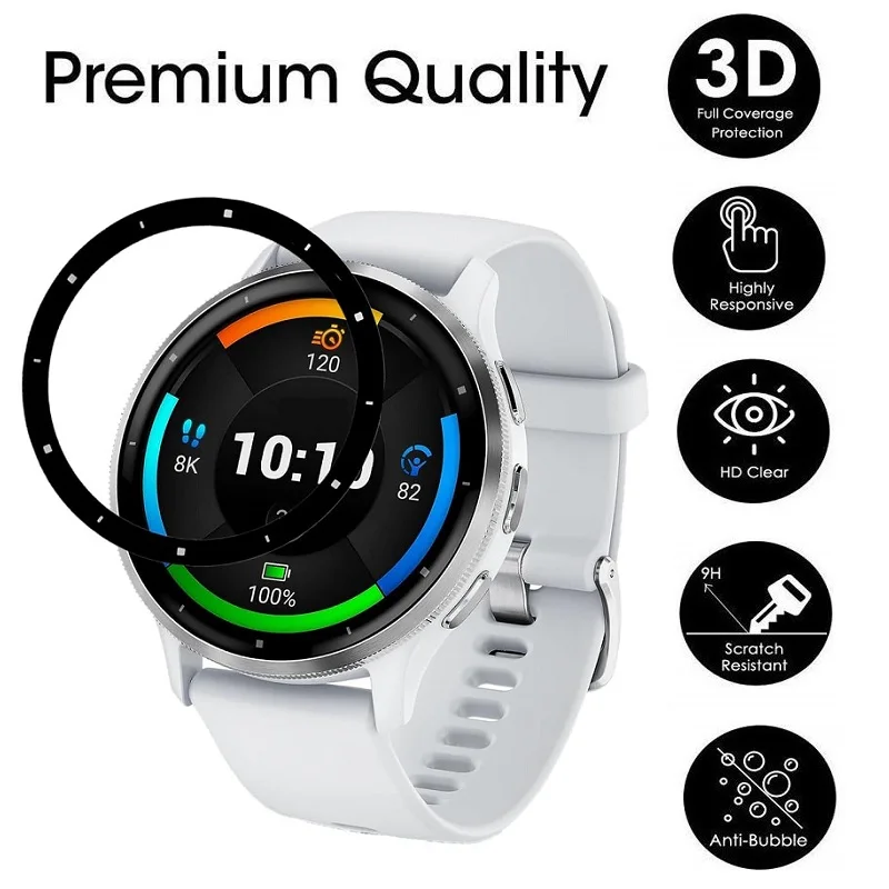 3ชิ้น3D ป้องกันหน้าจอขอบโค้งมนสำหรับ Garmin venu 3/venu สมาร์ทวอทช์ฝาครอบเต็มรูปแบบฟิล์มป้องกันนุ่มป้องกันรอยขีดข่วน