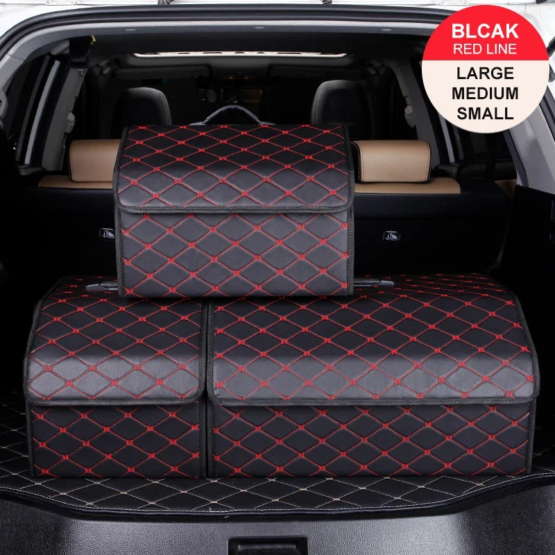 Car Trunk Organizer Box Large Capacity Auto Multiuse Tools Storage Bag Stowing Tidying Leather Folding for Emergency