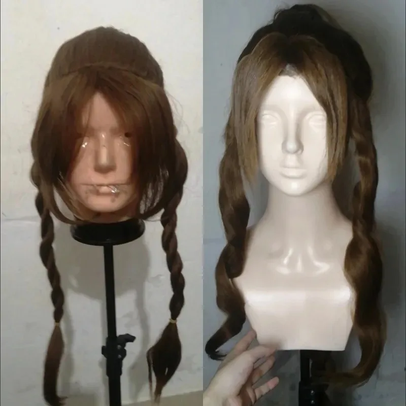 2025 yiyi Final Fantasy VII FF7 Aerith Gainsborough Perucas de cabelo sintético resistente ao calor peruca cosplay marrom
