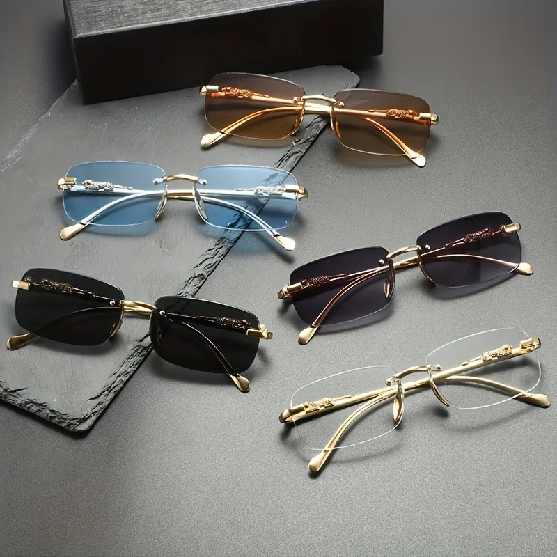 Fashion Rimless Metal Sunglasses Men Women Populare Sun Glasses Male Female Classic Small Square Summer Traveling Shades