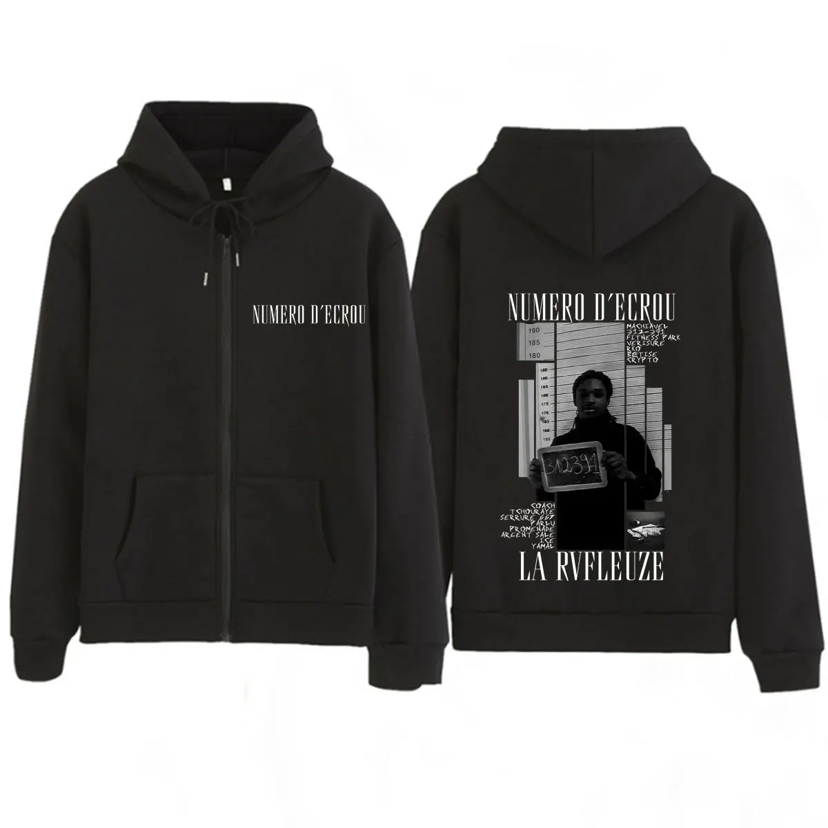 Rapper Numero D'ecrou La Rvfleuze Graphic zipper Hoodie Man Woman Fashion Sweatshirts Long Sleeves Casual Hip-hop zip up Jacket