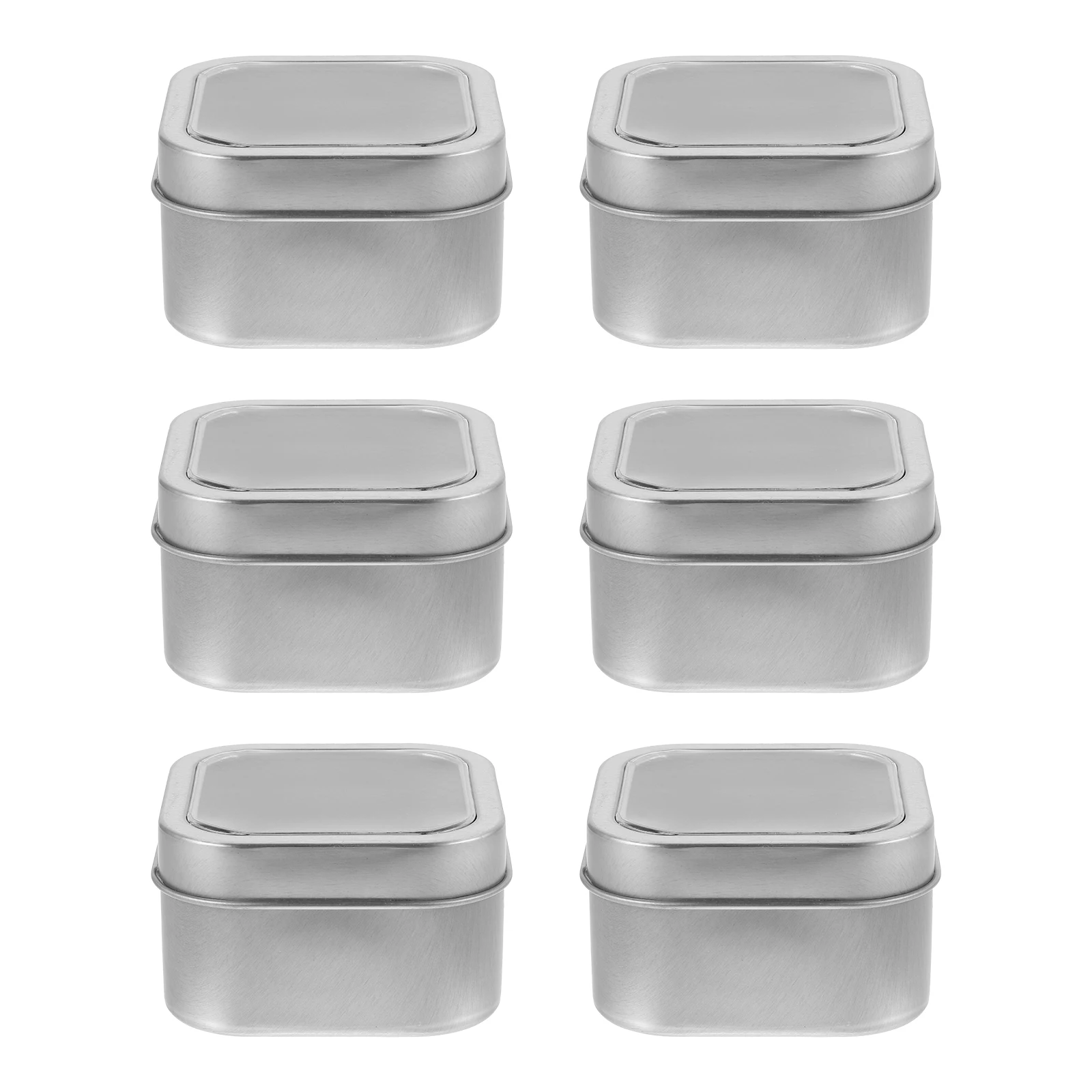 

6pcs Metal Storage Boxes Tinplate Containers Transparent Window Durable Practical Long Term Curled Design Easy Use Tight Sealed