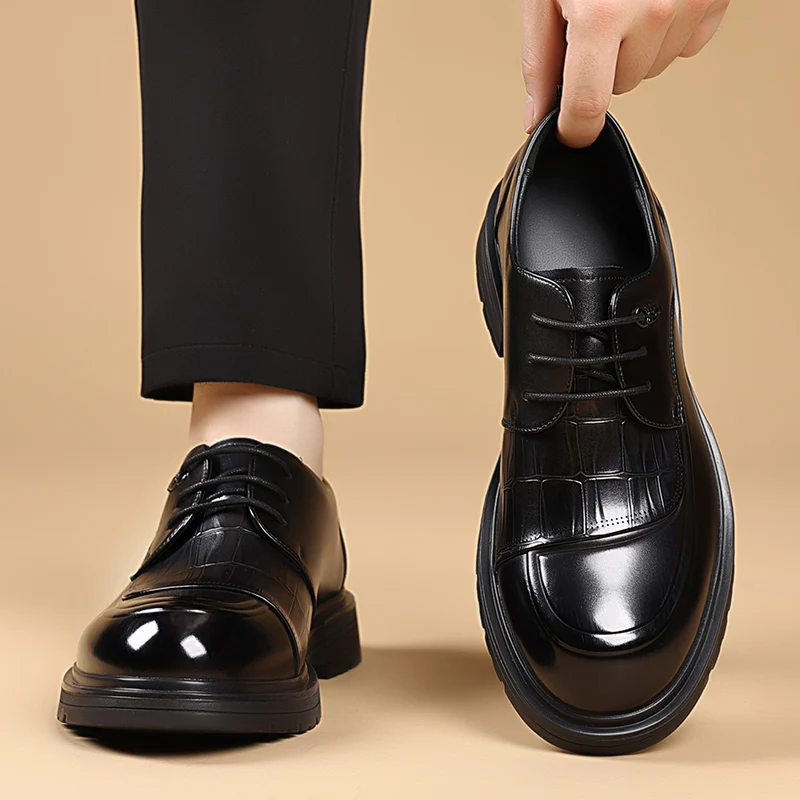 

Men's luxury leather shoes Business Classic High Quality Style Office or work Suit derby shoes Thick soled comfortable New
