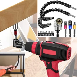 Flexible Drill Extension Hex Shank Drill Nut Driver Bit Set Bendable Drill Bit Extension+Universal Socket Adapter+Screwdriver Bi