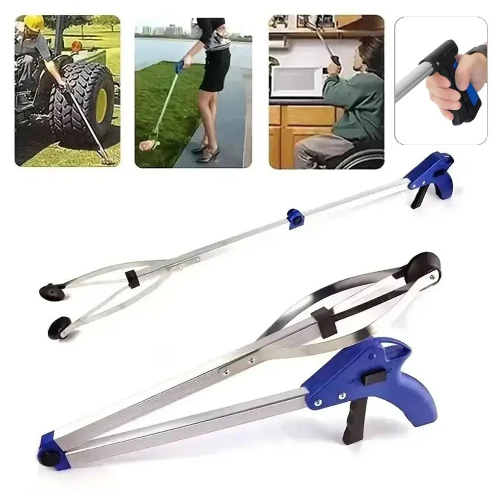 1-3PCS Portable Cleaning Up Clip Foldable Aluminum Alloy Litter Picker Strong Rubber Suction Cups Reacher Grabber Tools for Home