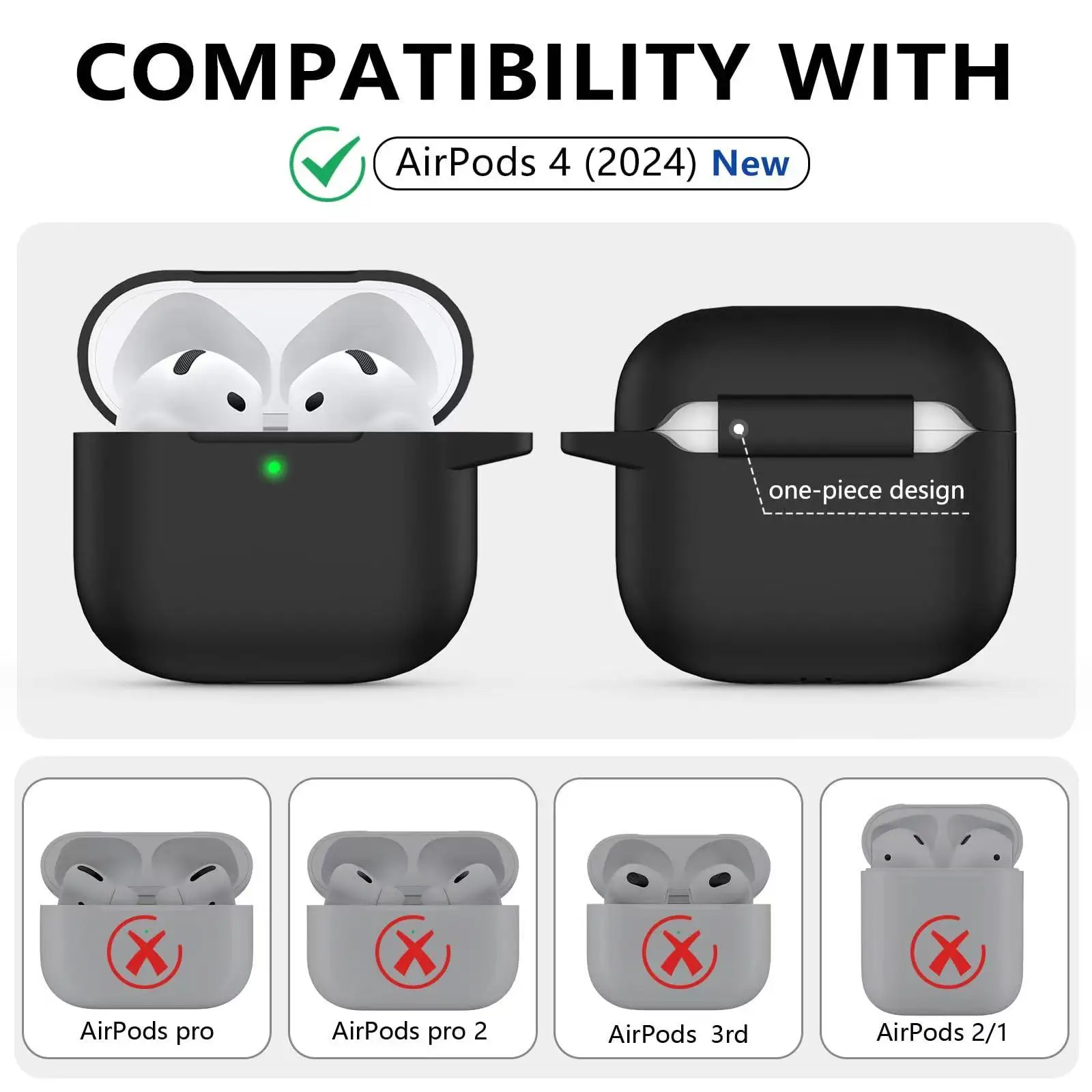 AirPods 4rd Gen Case Cover with Cleaner Kit,Soft Silicone Protective Case for Apple AirPods 3rd Generation Charging Case with Ke