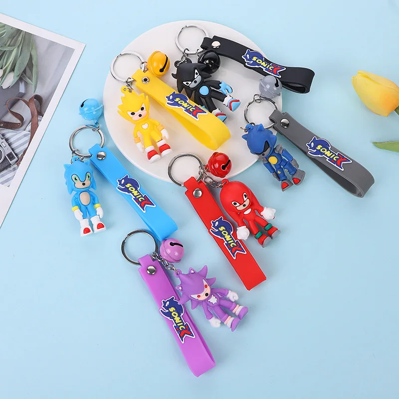 Sonic Keychains Keyring Random Cartoon Anime PVC Bag Pendant Accessories Cute Kawaii Children Toys Kids Birthday Fashion Gifts