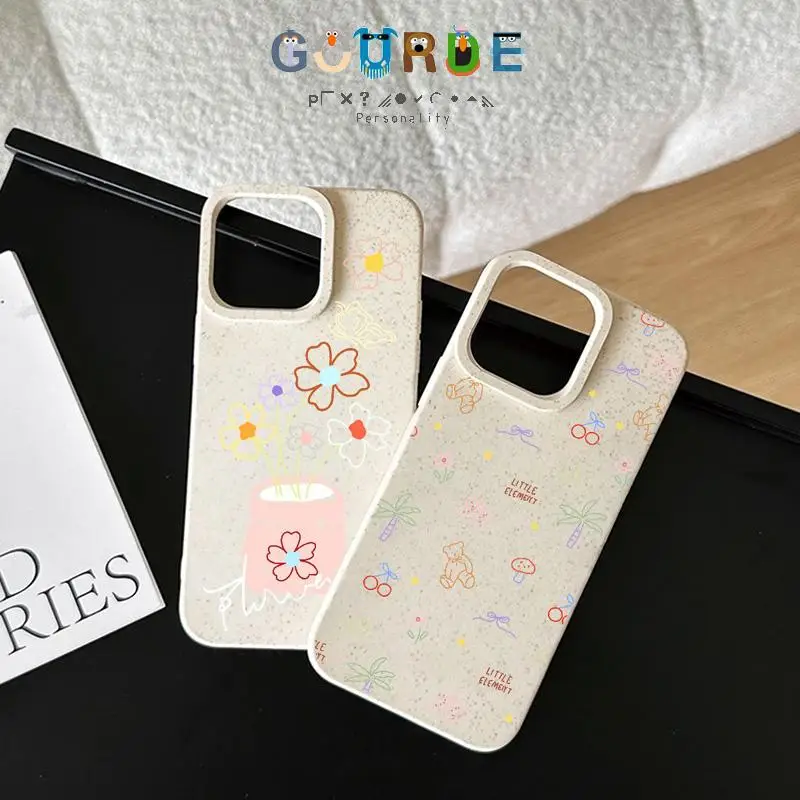 

Gourde Simple Flower Bear Cartoon Patterns Phone Case for Iphone 16 15 14 12 13 11 Pro Max Ip 7 8 Plus Iphon X Xs Xr Xs Max