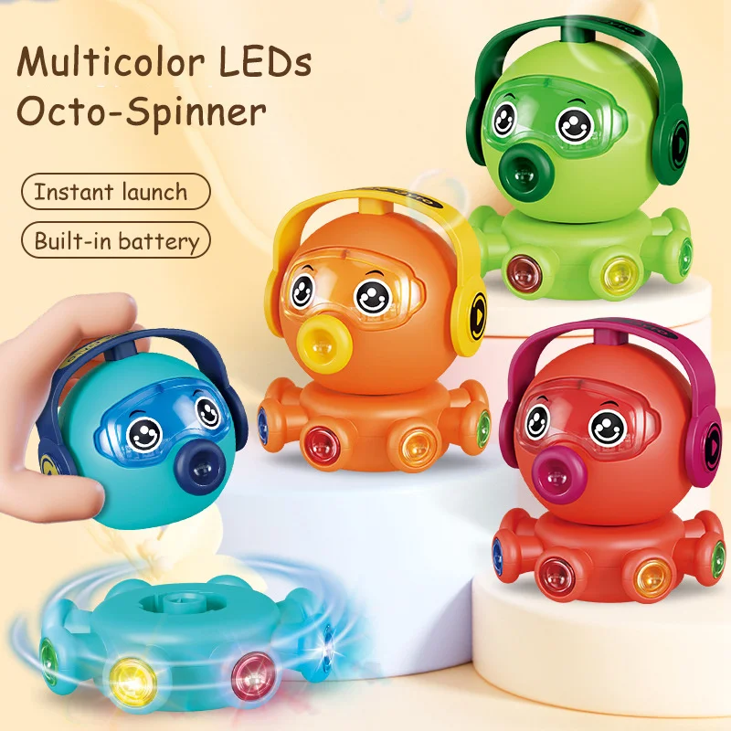 

Glowing Spinning Cartoon Octopus Toy, Cartoon Octopus Educational Interactive Light-Up Toy For Kids