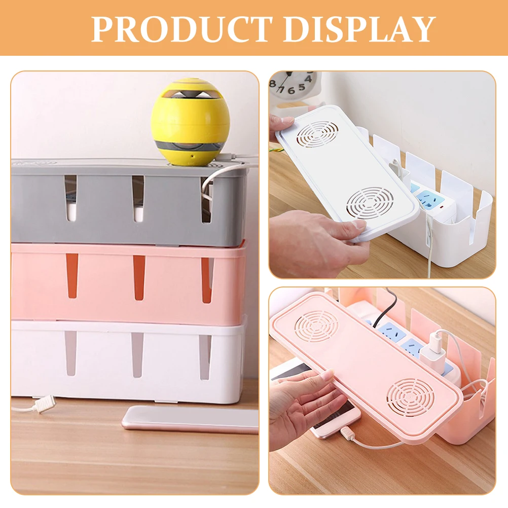 

3pcs Cable Organizer Box for Power Strips Sockets Chargers Desktop Wire Management Tool Desk Cord Holder Electrical Accessories