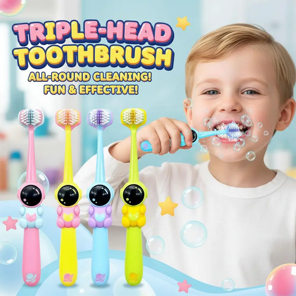 1pcs Children Toothbrush Three-sided Soft Bristle Teeth Whitening Brushes For 3-12 Years Old Kids Toothbrushes Dental Oral Care
