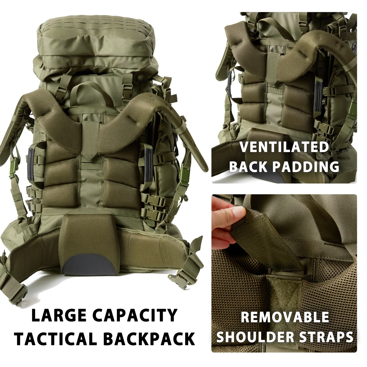 Upgraded ILBE Main Pack with Laser-Cut MOLLE – Ranger Green