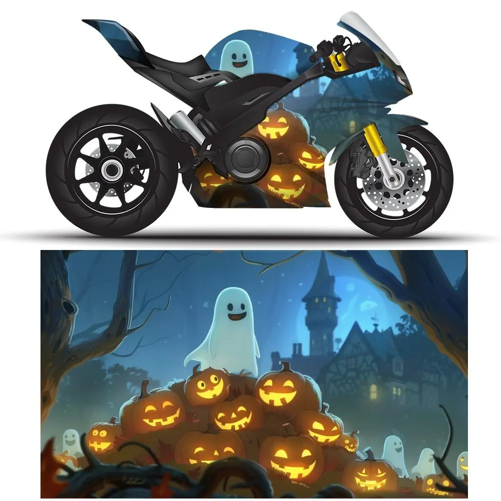 

Хэллоуин призрак тыква фонарь мотоцикл самоклеящаяся ПВХ виниловая наклейка красивый прочный и водонепроницаемый без пузырьков D