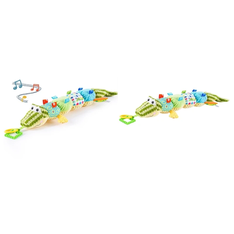 Baby Plush Toy with Ruler and Sound Designs Colorful Soft Stuffed Alligators Baby Toy Plush Dolls Sensory Training