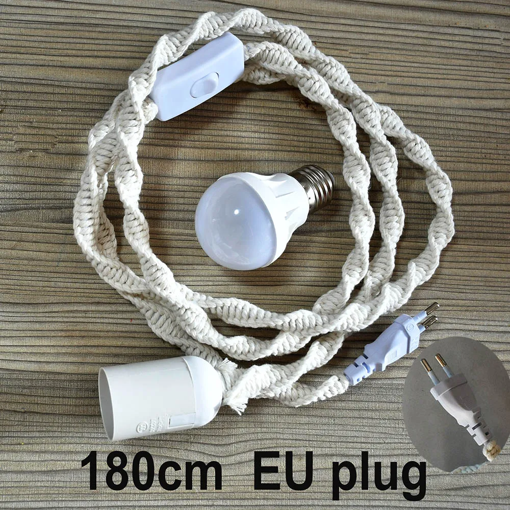 

Boho Handmade macrame lamp line portability handmade extension cable line