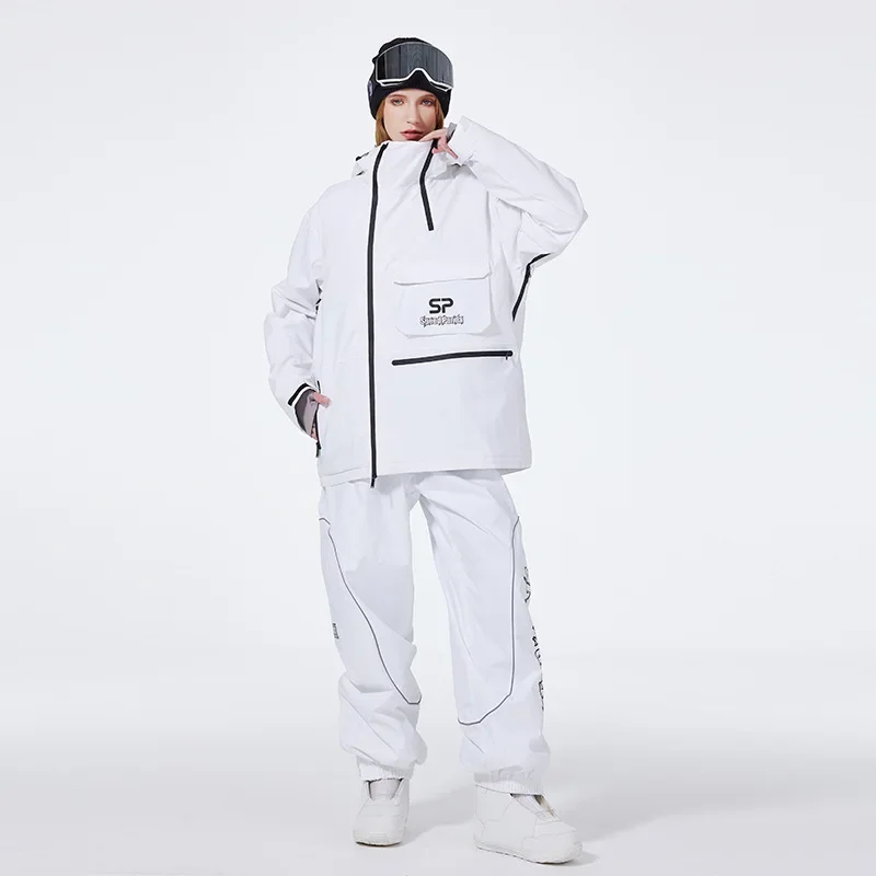 

2025 New Solid Color Skiing Clothes Women Waterproof Breathable Hooded Skiing suit Men Outdoor Double Board Loose Ski Jacket
