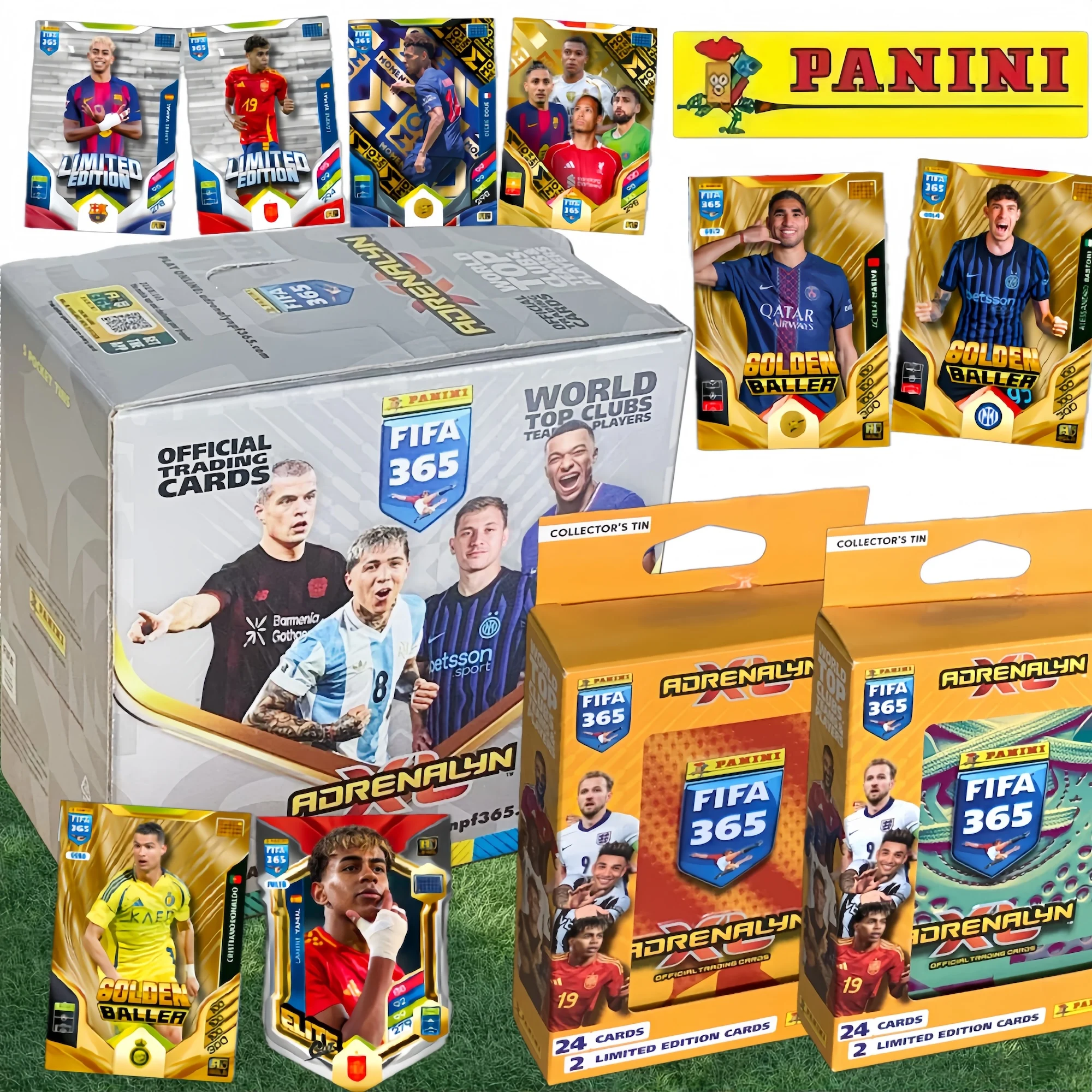 

Коллекционные футбольные карточки Panini FIFA 365 Adrenalyn XL сезона 2026 года — консервированные коллекционные товары с изображениями ведущих клубов и игроков мира (подарок для фанатов)