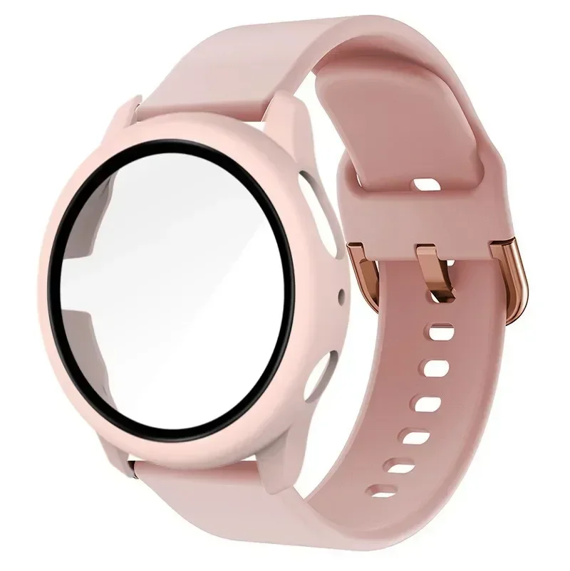 20mm Strap + PC Case for Samsung Galaxy Watch Active 2 Bracelet Band Bumper for Samsung Watch 4/5/6 40mm 44mm Protective Cover