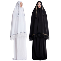 Muslim Women Burqa Dress Two-piece Suit Ethnic Lady Hijab Abaya Suit Ramadan Eid Prayer Garment