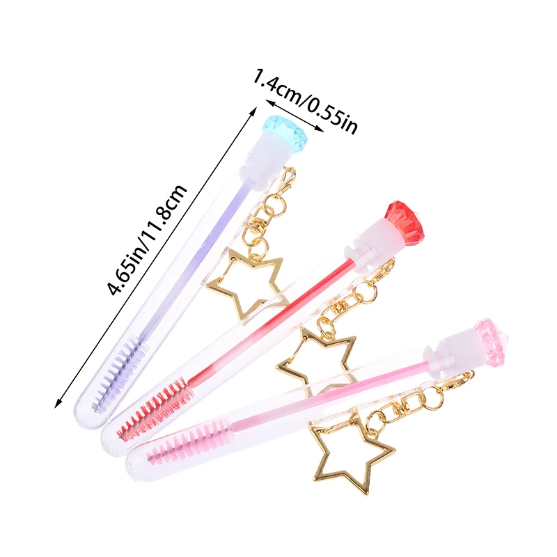 Reusable Eyelash Brush Tube Keychain Plastic Lash Spoolie Container Glitter Cils Dust-proof Mascara Wands Keyring